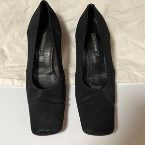 Black Bruno Magli pumps.  Elastisized fabric sides. Size 38 with 2 inch heel